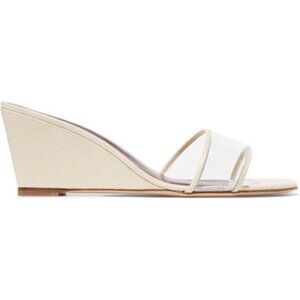 Staud Billie Croc Effect Leather Wedge Sandals